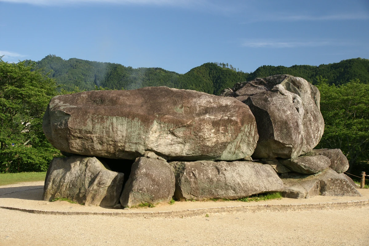 The exposed stone chamber of Ishibutai. 7th-century tomb; photograph taken in 2010.
