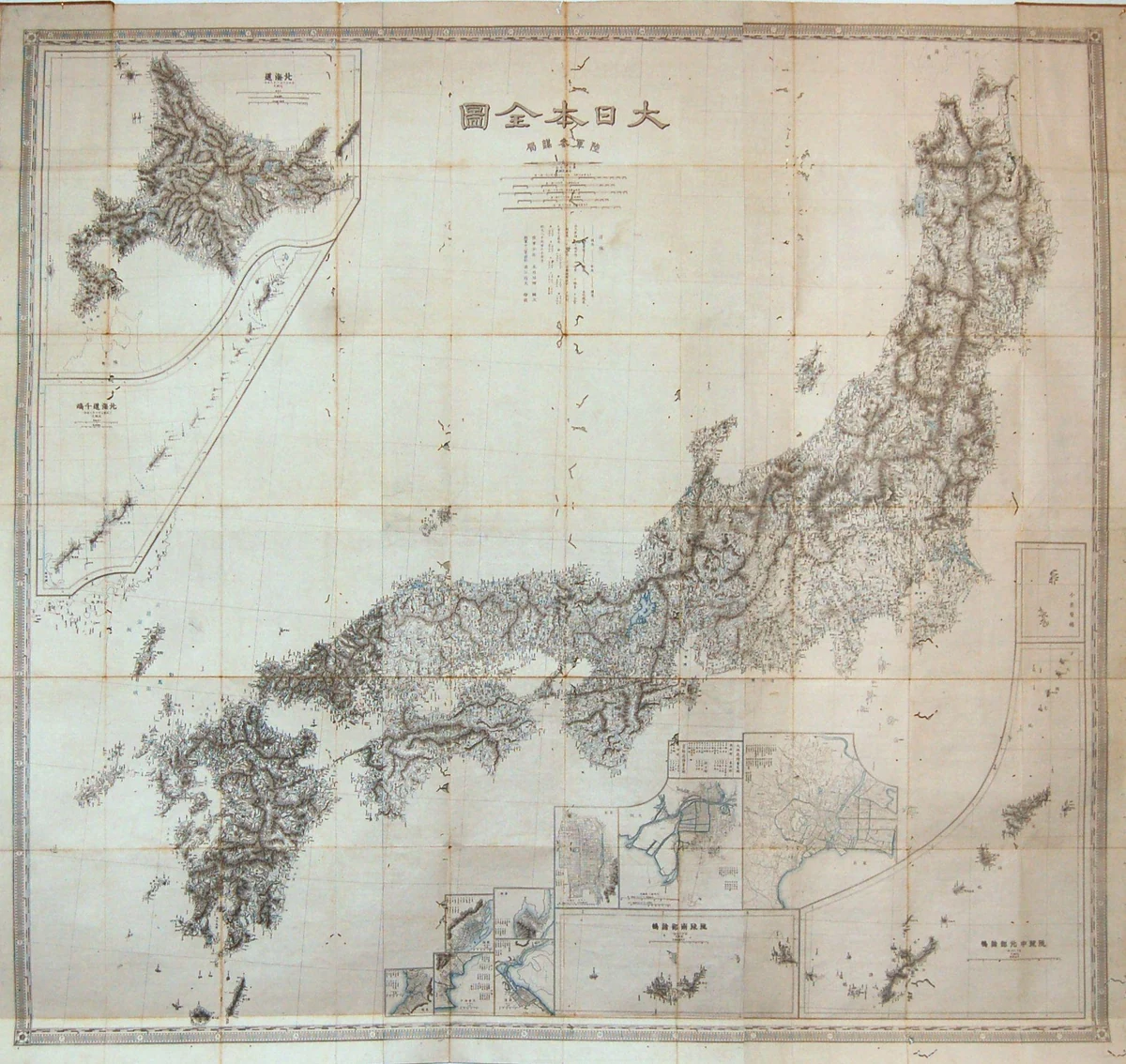 Map of Japan based on Inō’s surveys. 1878 printed edition based on earlier surveys.
