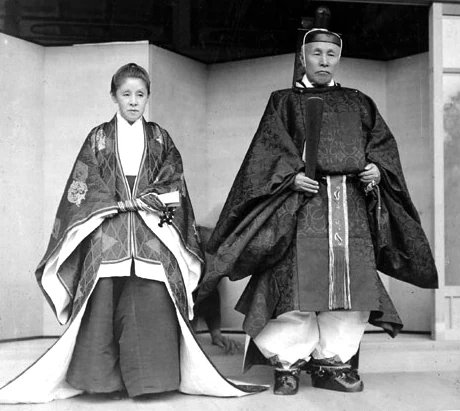 Ōkuma Shigenobu and Ayako at the enthronement ceremonies. 10 November 1915.