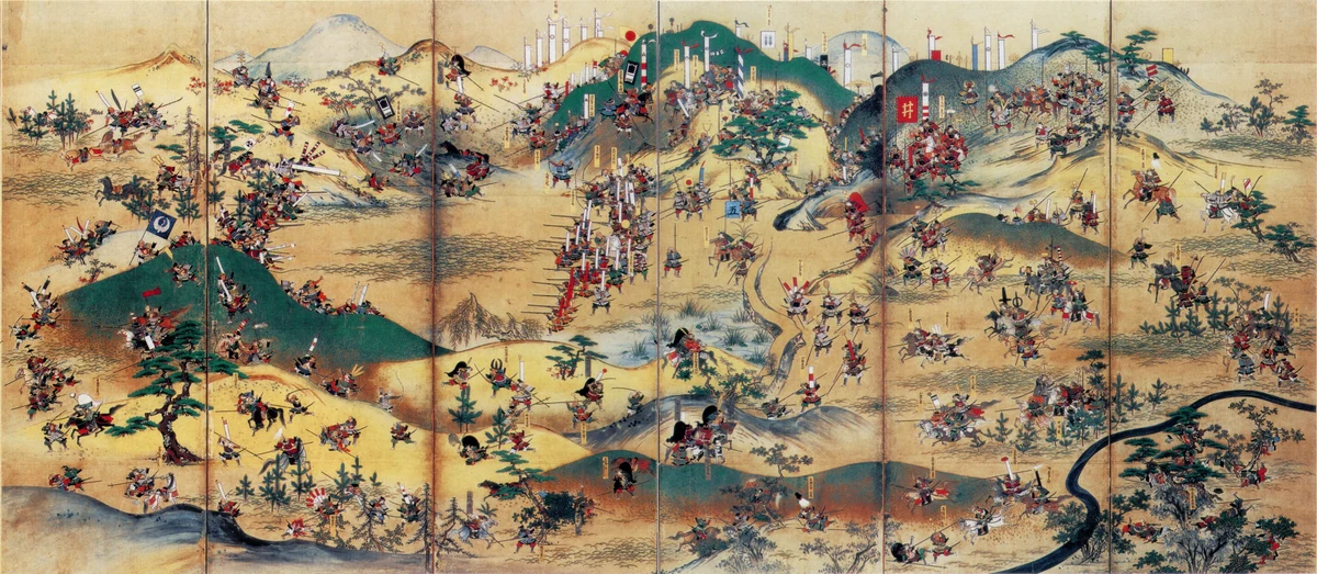 Komaki–Nagakute remembered on a folding screen. 18th century.
