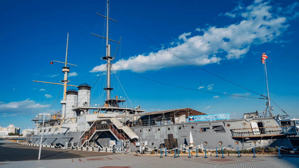 View of Yokosuka Naval Port–Battleship Mikasa